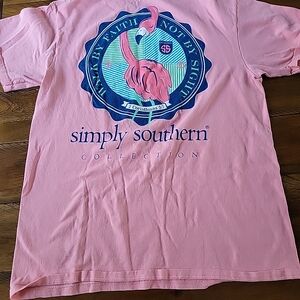 Simply Southern Peach Tee Shirt “Walk By Faith Not By Sight” Medium Short Sleeve